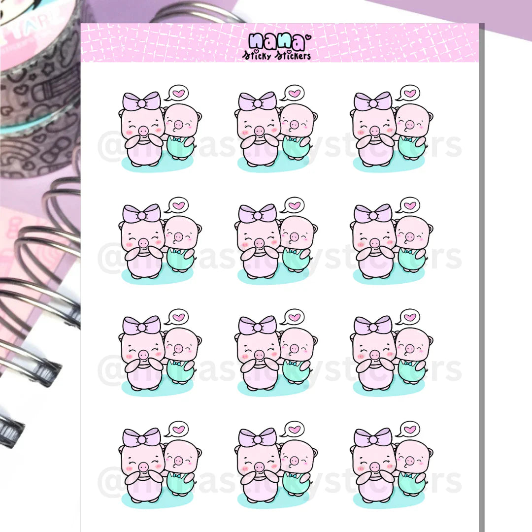 PiggyDate Sticker Sheet/S014