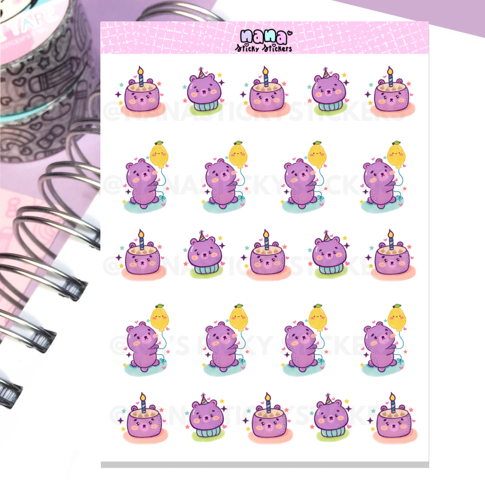 Bear Birthday Sticker Sheet/S001