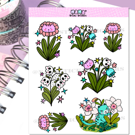 KittyCat Floral Sticker Sheet/S005