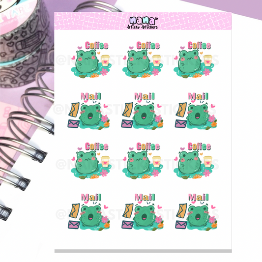 Frog Coffee/Mail Sticker Sheet/S004