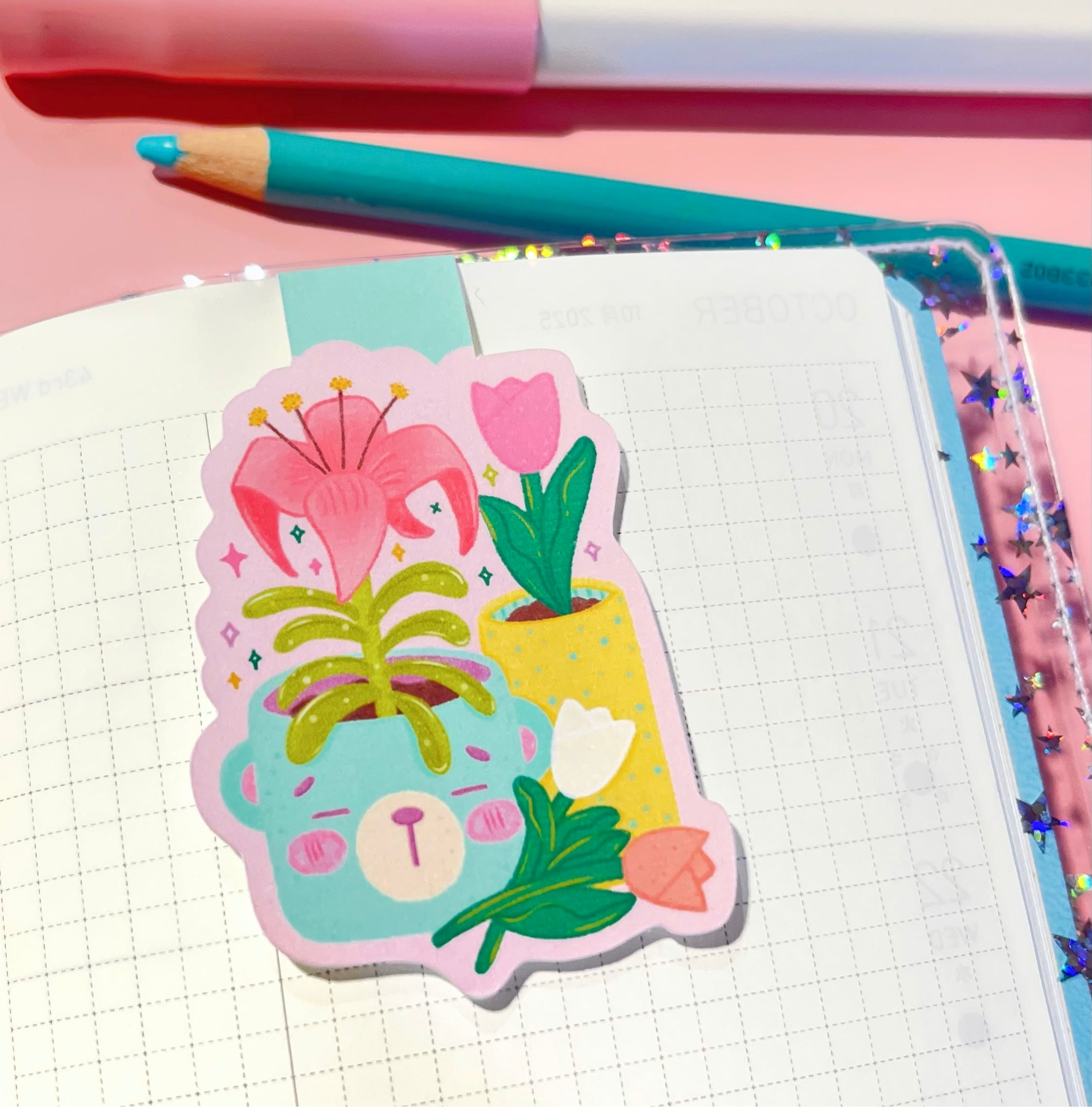 Bear Flowers Magnetic Bookmark/MG16